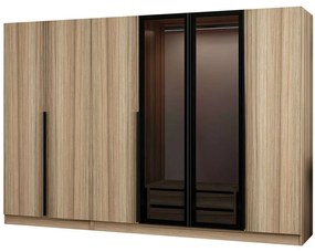Ντουλάπα Εξάφυλλη Kale Plus 506MNR2857 270x52x210cm Oak-Black Εξάφυλλη