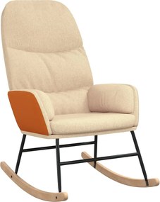 vidaXL Κουνιστή Πολυθρόνα Λευκό Κρεμ Υφασμάτινη