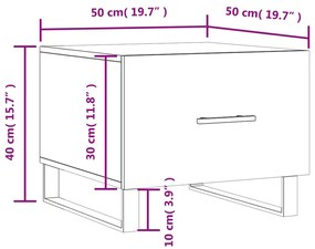 Τραπεζάκι Σαλονιού Γυαλ. Λευκό 50 x 50 x 40 εκ. Επεξεργ. Ξύλο - Λευκό