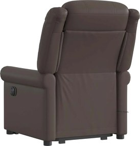 vidaXL Μόνιμη πολυθρόνα μασάζ Shiny Brown Faux Leather