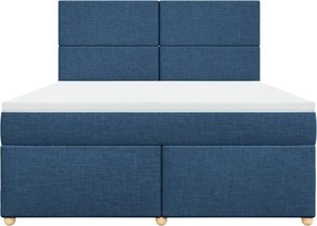 vidaXL Κρεβάτι Boxspring με Στρώμα Μπλε 180x200 εκ. Υφασμάτινο