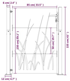Πύλη Κήπου με Σχέδιο Γρασίδι 105 x 155 εκ. από Ατσάλι Corten - Καφέ