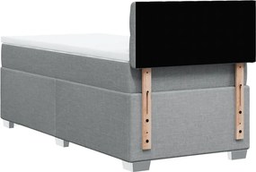 vidaXL Κρεβάτι Boxspring με Στρώμα Ανοιχτό Γκρι 90x200 εκ. Υφασμάτινο