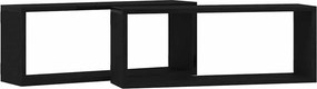 vidaXL Ράφια Τοίχου Επιτοίχιο 2 pcs Μαύρη Οξυά 60 x 15 x 23 cm
