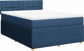 vidaXL Κρεβάτι Boxspring με Στρώμα Μπλε 160x200 εκ. Υφασμάτινο