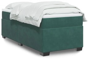 Κρεβάτι Boxspring με Στρώμα Σκούρο Πράσινο 100x200εκ. Βελούδινο - Πράσινο