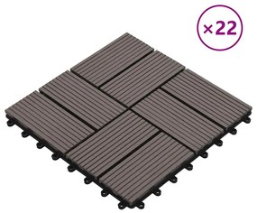 vidaXL Πλακάκια Deck 22 τεμ. Σκούρο Καφέ 30 x 30 εκ. 2 μ² από WPC
