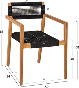 ΠΟΛΥΘΡΟΝΑ CHARLOTTE HM9637.02 ΞΥΛΟ TEAK & ΜΑΥΡΟ ΣΧΟΙΝΙ--B'ΔΙΑΛΟΓΗΣ 59x54x83Y