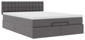 Οθωμανικό κρεβάτι με στρώματα &amp; LEDs Γκρι Faux Leather 3312155