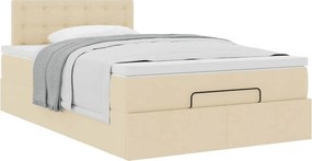 vidaXL Οθωμανικό κρεβάτι με στρώμα Cream 120x190 cm Ύφασμα
