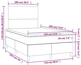 Κρεβάτι Boxspring με Στρώμα Μαύρο 120x190 εκ. Βελούδινο - Μαύρο