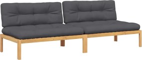 vidaXL Καναπέδες Παλέτας Μεσαίοι 2 τεμ. Μασίφ Ακακία με Μαξιλάρια