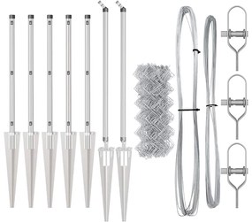 vidaXL Φράχτης από αλυσίδα με στήλες Ασημί 0.4 x 10 μ Ατσάλι