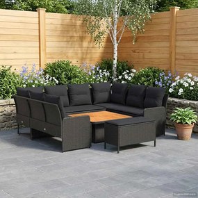 vidaXL Σύνολα επίπλων με μαξιλάρι 7 pcs Μαύρο Ράτα PE