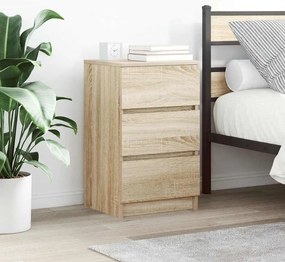 vidaXL Κομοδίνα με 3 συρτάρια 2 τεμάχια Sonoma Δρυς 39x35x65 εκ.