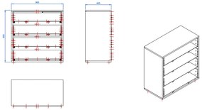 Συρταριέρα Simple-Φυσικό - Λευκό