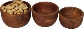 Μπολ ArteLibre Καφέ Ξύλο 11.4x11.4x6.5cm Σετ 3Τμχ