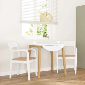 Καρέκλες τραπεζαρίας 2 τεμάχια Λευκό μασίφ ξύλο καουτσούκ