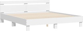 vidaXL Πλαίσιο Κρεβατιού με Κεφαλάρι/LED Λευκό 200 x 200 εκ.