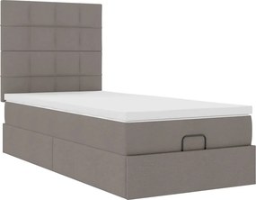 vidaXL Οθωμανικό κρεβάτι με στρώμα Taupe 90x190cm ύφασμα