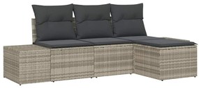 vidaXL Σετ Καναπέ Κήπου 4 pcs Ανοιχτό γκρι Πολυ ράταν