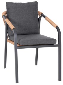 ARMCHAIR MAERLY  ANTHRACITE ALUMINUM AND CUSHIONS-P.E.RATTAN IN LIGHT BROWN 55,5x62,5x85Hcm.