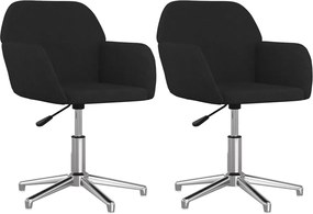 vidaXL Καρέκλες Τραπεζαρίας Περιστρεφόμενες 2 τεμ. Μαύρες Υφασμάτινες