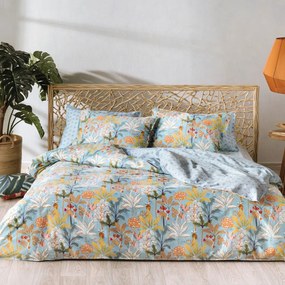 Σεντόνια Zuba 19 (Σετ 4τμχ) Ciel-Orange Kentia Υπέρδιπλo 240x270cm 100% Cotton Satin