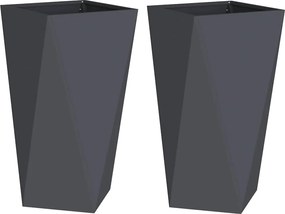 vidaXL Γλάστρα 2 pcs Ανθρακί 40 x 40 x 75 cm Ατσάλι