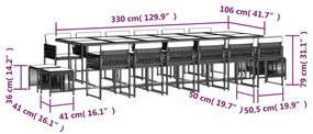 Σετ Τραπεζαρίας Κήπου 17 τεμ. Μπεζ Συνθετικό Ρατάν με Μαξιλάρια - Μπεζ