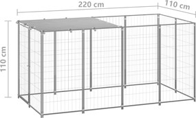 vidaXL Σπιτάκι Σκύλου Ασημί 2,42 m² Ατσάλινο