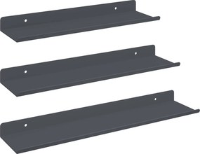 vidaXL Πλωτό ράφι Επιτοίχιο 3 pcs Ανθρακί 40 x 9 x 2,5 εκ Ατσάλι