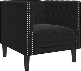 vidaXL Πολυθρόνα Chesterfield Μαύρο Βελούδινη