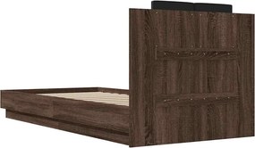 vidaXL Πλαίσιο Κρεβατιού με Κεφαλάρι Καφέ Δρυς 90x200 εκ. Επεξ. Ξύλο