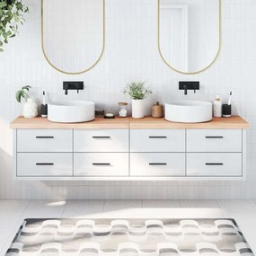 vidaXL Πάγκος Μπάνιου 220 x 50 x (2-6) εκ. από Ακατέργαστο Μασίφ Ξύλο