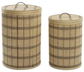 Σετ Καλαθιών DKD Home Decor Καφέ Φυσικό Bamboo (2 Τεμάχια)
