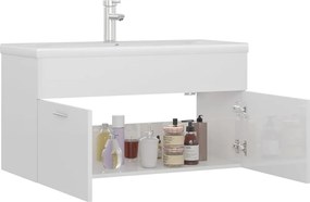 vidaXL Ντουλάπι Μπάνιου με Νιπτήρα Γυαλιστερό Λευκό από Επεξ. Ξύλο