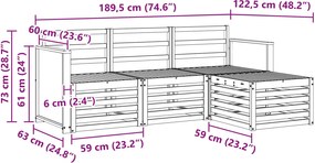 vidaXL Σειρά Καναπέ Εξωτερικού 4 pcs Φυσικό