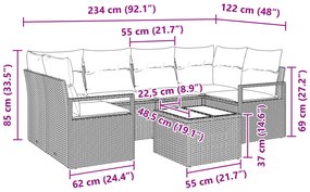 vidaXL Σετ Κήπου 7 Τεμαχίων με Μαξιλάρια Μπεζ Πολυρατάν