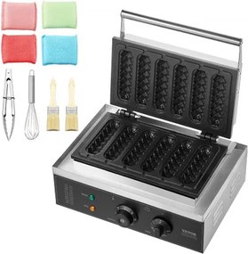 VEVOR 6PCS Commercial Waffle Stick Maker Waffle Baker Hot Dog Waffle Iron 1500W