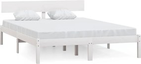 vidaXL Πλαίσιο Κρεβατιού Λευκό 135 x 190 εκ. Μασίφ Πεύκο Double
