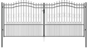 vidaXL Πύλη Φράχτη με Στρογγυλή Κορυφή Γκρι 404 x 175 εκ. Ατσάλι