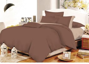 Σετ Σεντόνια ΚΟΜΒΟΣ Cotton Line Brown - Beige Μονόχρωμα με Φάσα Υπέρδιπλα με λάστιχο 170x200+20