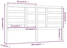 vidaXL Κεφαλάρι Κρεβατιού Μελί 206x4x104 εκ. από Μασίφ Ξύλο Πεύκου