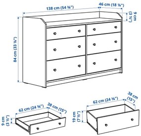 HAUGA συρταριέρα με 6 συρτάρια, 138x84 cm 604.592.36