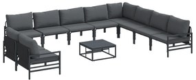 vidaXL Σετ Καναπέ Κήπου 11 pcs Ανθρακί Ατσάλι