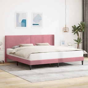 vidaXL Σκελετός Κρεβατιού Ροζ 200 x 200 cm Βελούδο