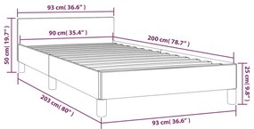 Πλαίσιο Κρεβατιού με Κεφαλάρι Μαύρο 90x200 εκ. Υφασμάτινο - Μαύρο