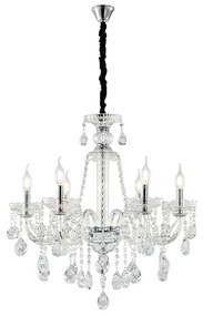 Artekko Chandelier Zara Πολυέλαιος 6φωτος Διάφανο Κρύσταλλο (60x60x70)cm