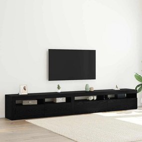 vidaXL Σετ 3 Κιβωτίων Τηλεόρασης  με LED Φώτα Μαύρη Δρυός Επεξεργασμένο Ξύλο